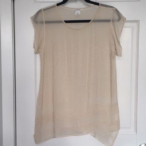 Club Monaco Beaded Nude Color Silk Top